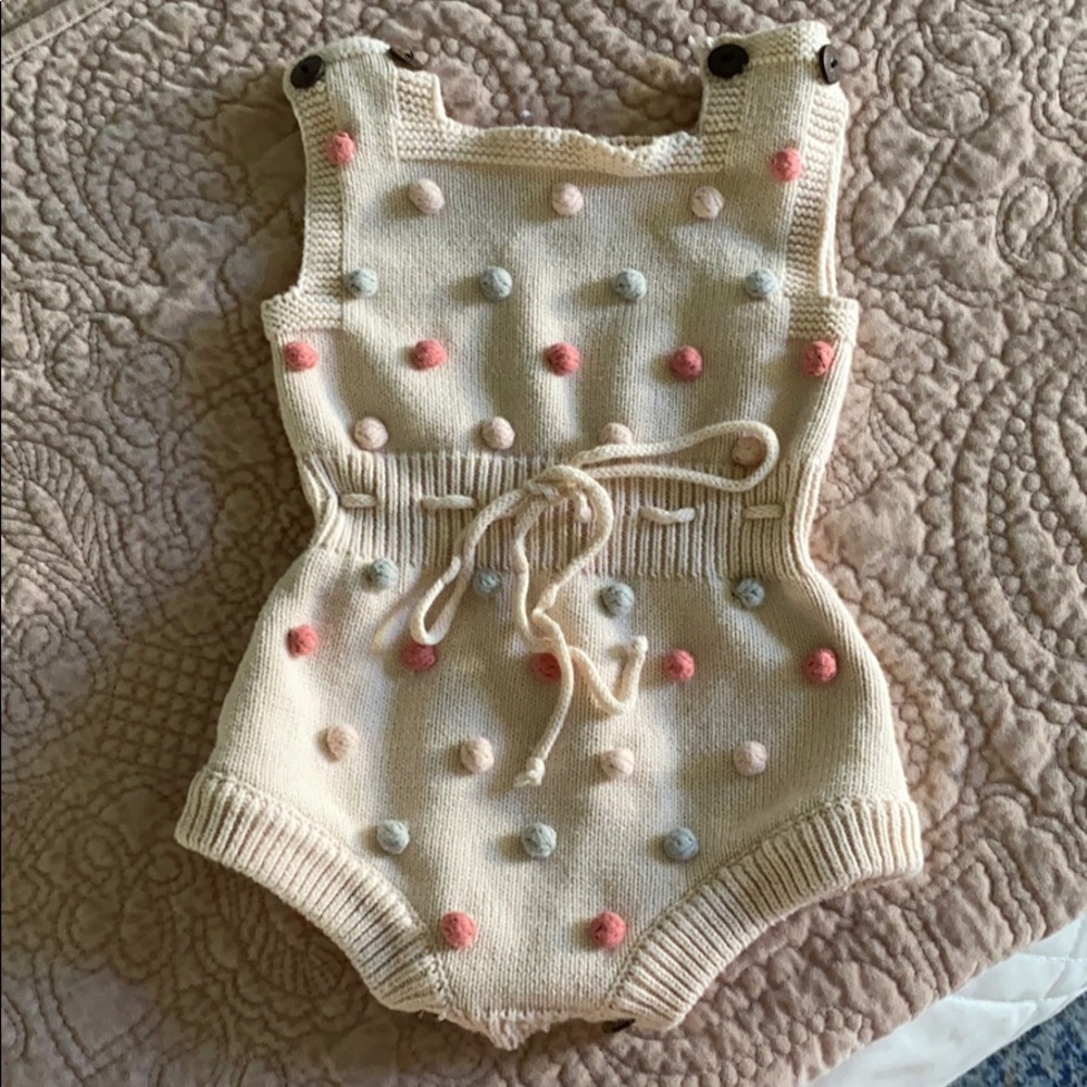 Knit Pompom Romper